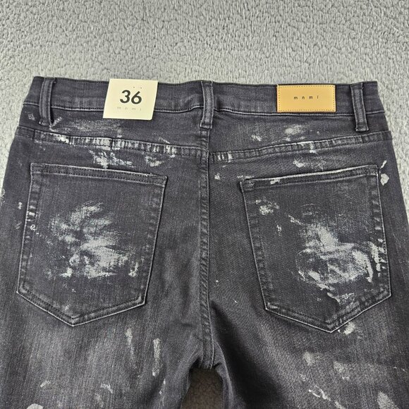 mnml Jeans Men 36 Black X143 Stretch Denim Distressed Slim Fit Pants Punk Skater - Picture 13 of 16